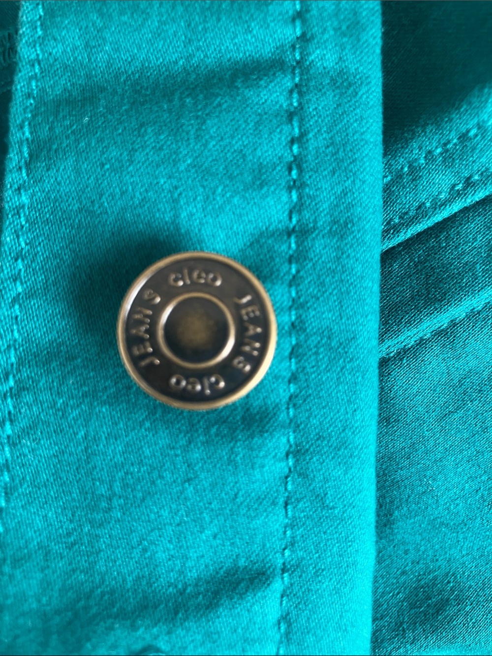 cleo Peacock (Teal) Coloured Cropped Fitted Denim Jacket Size S - Picture 12 of 12